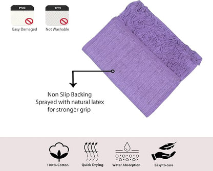 Home Weavers Bell Flower Collection 100% Cotton Tufted Bath Rugs, Extra Soft and Absorbent Bath Rugs, Non-Slip Bath Mats, Machine Washable, Bath Mats for Bathroom Floor and Tub, 25"x25" Heart, Purple