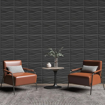 Art3d 100 Pack Decorative 3D Wall Panels, 97 Sq.Feet PVC Interior Wall Décor, 11.8"x11.8", Black