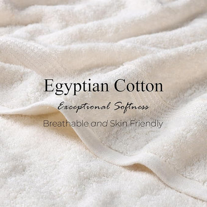 Superior Egyptian Cotton 12-Piece Towel Set, Assorted Towels for Home Bathroom, Guest Bath Decor Essentials, Includes 4 Bath, 4 Hand, 4 Face Towels/Washcloths, Quick Dry, Absorbent - Ivory