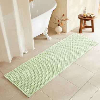 TYUU Waffle Runner Rug Bathroom, Long Boho Bath Mat, 72x24 Pale Green | Super Absorbent Quick Dry Bath Rug, Non-Slip Backing, Soft Waffle Washable Farmhouse Bathroom Mats, Tub, Shower & Home Decor