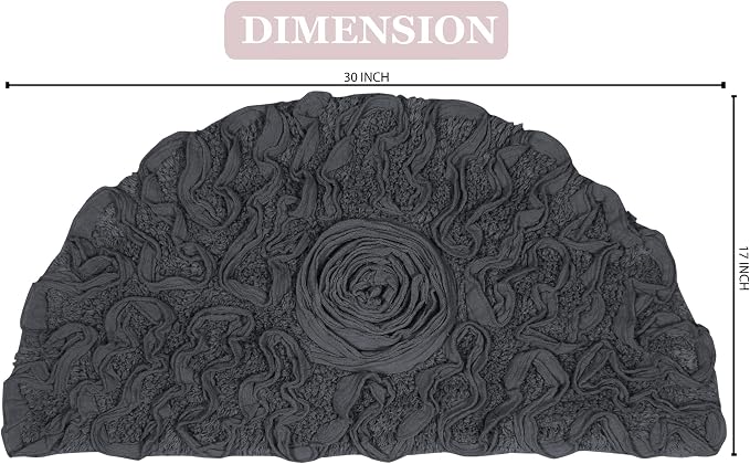 Home Weavers Bell Flower Collection 100% Cotton Tufted Bath Rugs, Extra Soft and Absorbent Bath Rugs, Non-Slip Bath Mats, Machine Washable, Bath Mats for Bathroom Floor, 17"x30" Slice Rug, Gray