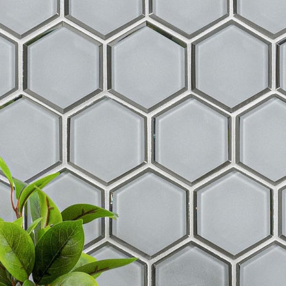 MSI Ice Hexagon Beveled Glass Mesh-Mounted Mosaic Tile for Bathroom, Kitchen Backsplash, Accent Wall Tile, and Shower Wall Tile