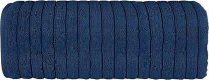 Elegant Comfort 100% Turkish Cotton Corduroy Ribbed Luxury Jumbo Bath Towel Ultra Soft - 35 x 70 Inch - Luxury Spa Premium Hotel Quality Highly Absorbent and Quick Dry Large Bath Towel, Navy