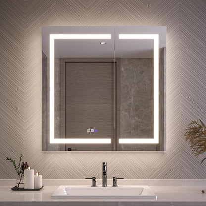 Neftis 36x36 Medicine Cabinet with Lights & Magnifier & Mirrors, GFCI Outlet, Soft-Closed Hinges, Front&Backlit, Anti-Fog, Dimmable&Tunable, Sensor Lights, Recessed/Surface, Adjustable Shelves