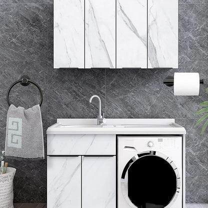 NearMoon 2 Pieces Bathroom Hardware Accessories, Towel Ring and Toilet Paper Holder- Stainless Steel Bath Towel Hanger and Hand Towel Holder, Wall Mounted (Matte Black)