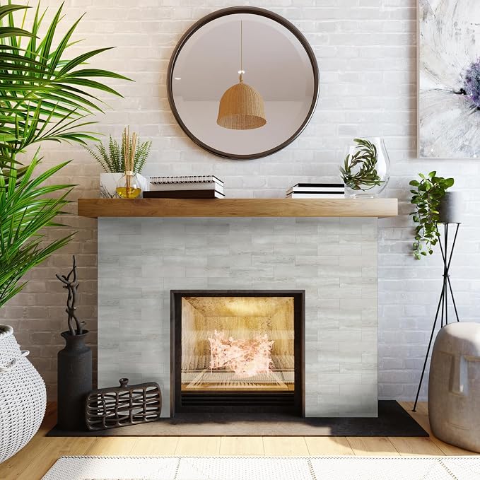 4-Piece Light Gray Stone Peel and Stick Backsplash Tile, 2"x 8" PVC Subway Tiles, Stick on Backsplash for Kitchen/Bathroom/Fireplace