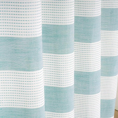 Boho Chic Thick Teal Shower Curtain with Tassels, 350GSM Cotton Linen Soft Fabric Shower Curtain Aqua Green, 72 x 72 Inch Heavyweight Elegant Farmhouse Bathroom Decor Curtain French Country