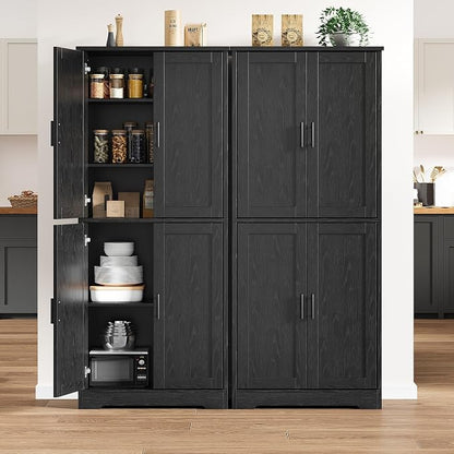 Garvee Kitchen Pantry Cabinet, 70 Inch Tall Storage Cabinet | with Doors and Adjustable Shelves, Freestanding Wooden Classic Cupboard for Living Room, Dining Room, Bathroom