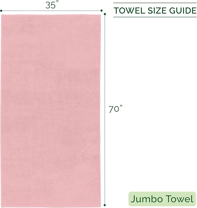 Elegant Comfort 100% Turkish Cotton Corduroy Ribbed Luxury Jumbo Bath Towel Ultra Soft - 35 x 70 Inch - Luxury Spa Premium Hotel Quality Highly Absorbent and Quick Dry Large Bath Towel, Dusty Rose