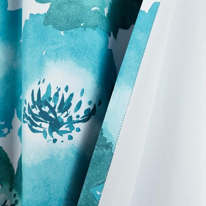 Lush Decor Julie Floral Insulated Grommet Room Darkening Window Curtain Panels Pair 38"W x 84"L Blue & Teal - Floral Curtains For Bedroom Or Living Room
