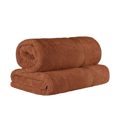 SUPERIOR Egyptian Cotton Pile Heavyweight Bath Sheet, 2 Piece Set, Rust | Highly Absorbent, Ultra Soft Luxury 800 GSM Towel Set for Bathroom, Shower, Hotel Essentials Oversize Plush Madeline Towels