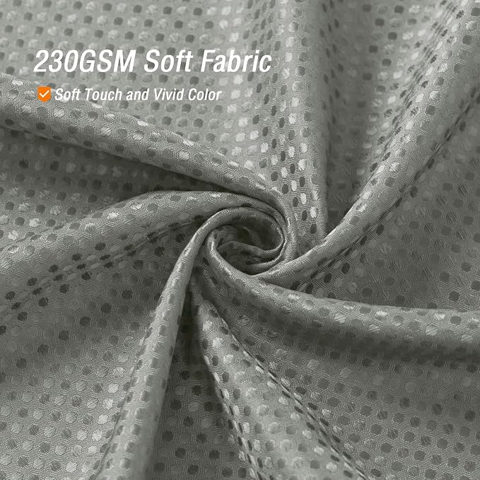 Extra Long 230GSM Grey Shower Curtain, 72 x 84 | 230GSM Tall Fabric Shower Curtain for Bathroom, Water Repellent, Machine Washable