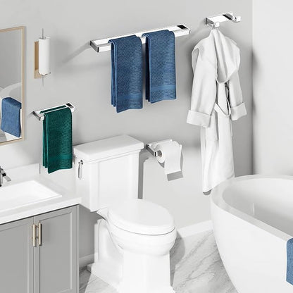 YACVCL 4-Piece Bathroom Hardware Accessories Set Polished Chrome Towel Bar Set Square Towel Holder Kit Stainless Steel Wall Mounted