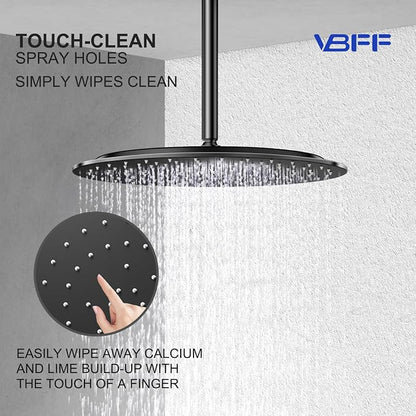 VBFF-Shower Head,rain shower head, 16 inch- Round Shower Head, 1.8 GPM Flow Rate, rainfall showerhead,VBFF14 (Matte Black)