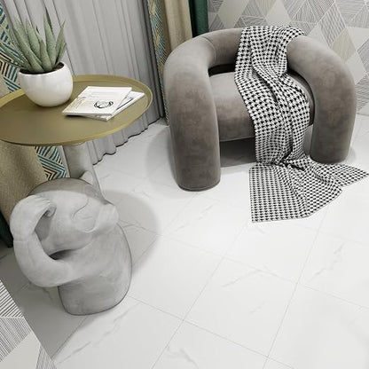 20-Pack 12"x12" Marble Peel and Stick Floor Tiles Waterproof Self Adhesive Vinyl DIY Flooring for Bedroom, Bathroom, Kitchen, RV, Cover 20 Sq. Ft, White Marble