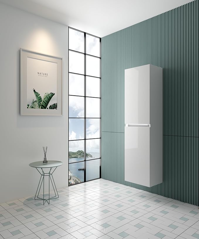 Vanity Art Inches LED Light 12 Inch Small Bathroom Storage Wall Mounted Cabinet with Doors and Shelves Toilet Vanity Narrow Bath Organizer Sensor Switch