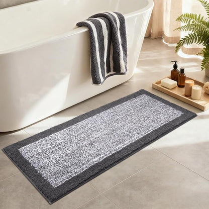 Bathroom Rugs 48x17 Non Slip Washable, Grey Bath Mat for Bathroom Floor Tub, Soft Absorbent Quick Dry Mats for Shower, Bathtub,Home Decor