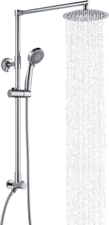 Fennocasa Polaris 3 Rain Shower System, 8” Rainfall Shower Head and Handheld Shower Combo, includes 3-Setting Handheld Spray, Height Adjustable Shower Wand Holder, 60” Hose (1.8 GPM Chrome)