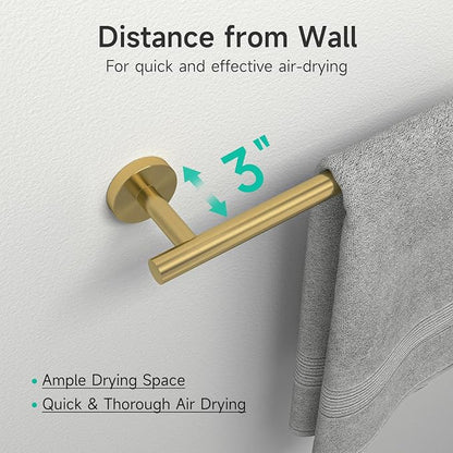 8PCS Brushed Gold Bathroom Hardware Set, 24-Inch Towel Bar Set | Durable SUS304 Stainless Steel Bathroom Accessories Set, Towel Racks for Bathroom Wall Mounted, Modern Home Decor