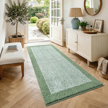60x24 Long Bathroom Rugs Washable Non Slip, Green Bath Mat for Bathroom Floor Tub, Soft Absorbent Quick Dry Mats for Shower, Bathtub,Home Decor