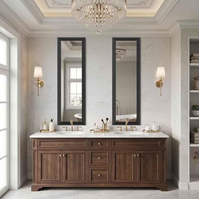 DESBING 14"x48" Black Bathroom Mirrors for Over Sink | 3MM Tempered Glass, Metal Frame, Rectangle Vanity Wall Mirror for Bathroom, Living Room, Bedroom, Horizontally or Vertically
