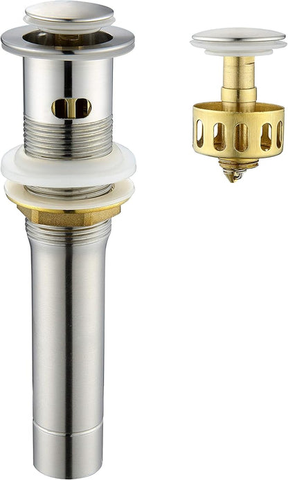 Pop up Sink Drain Stopper for Bathroom Vessel Vanity Sink Art Basin Brushed Nickel, Small Cap with Overflow, Metal Pop up Drain Strainer with Detachable Basket Stopper | Pop Up Drain, Made of Metal, Small Cap, with Detachable Basket Stopper, Drain Fast...