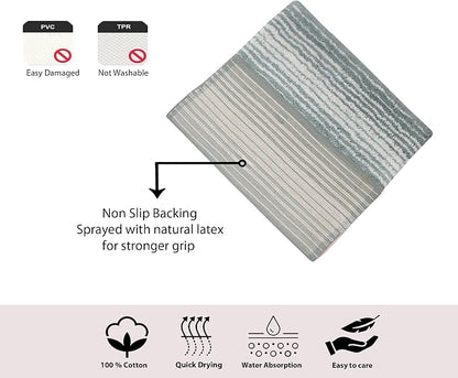 Home Weavers 100% Cotton Gradiation Collection Bathroom Décor | Washable Rug | Bathroom Mat | Kitchen Mat | Bathroom Rug Set | Bath Mat Set | Bath Floor Mat Non Slip, 4 Piece Set with Runner, Gray
