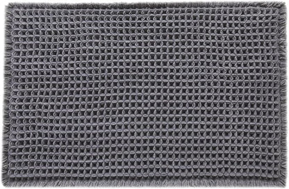 TYUU Waffle Bath Mat, Boho Bathroom Rugs Non Slip, 30x20 Grey | Super Absorbent Quick Dry Bath Rug, Non-Slip Backing, Soft Waffle Washable Farmhouse Bathroom Mats, Tub, Shower & Home Decor