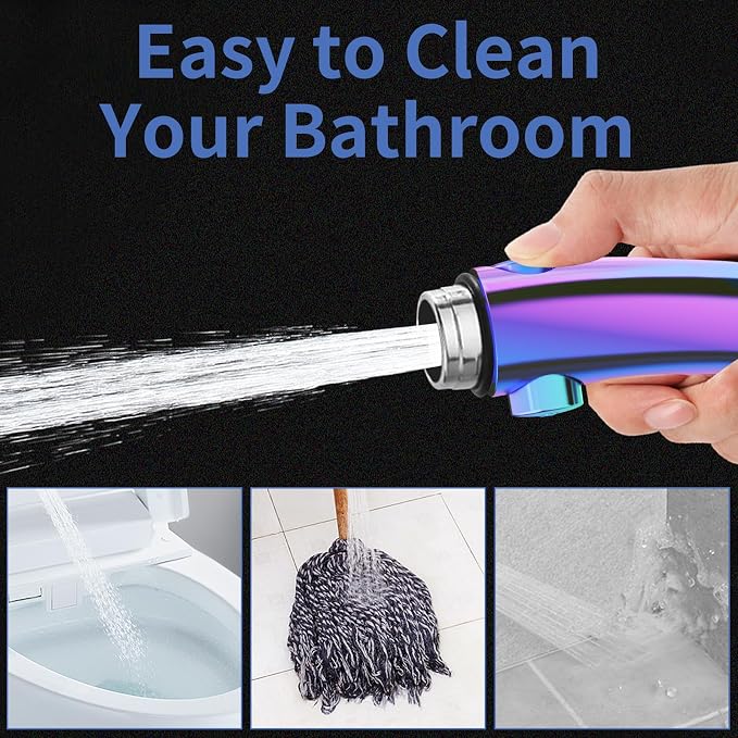 SINGSUO High Pressure Handheld Showerhead, On Off Switch (Radiant Rainbow) | Detachable Shower Head, 3 Spray Modes Shower Massager Handheld with Hose and Adjustable Angle Bracket