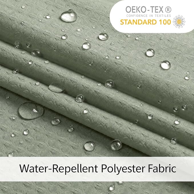 Sage Green Long Shower Curtain 84 Inch Length 1 Piece, Embossed Textured Soft Fabric Bathroom Shower Curtain, Water Repellent Machine Washable Cloth Hotel Spa Bath Decor, 72Wx84L Inches