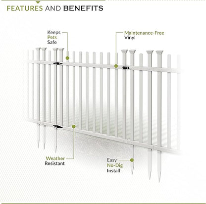 Zippity Burbank Picket Gate, White Vinyl DIY No Dig Kit | 3.5ftH x 5ftW, 1 Gate, Hardware Included, ZP19071