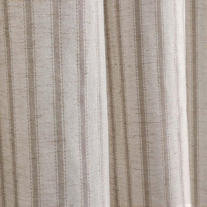 Farmhouse Striped Shower Curtain Taupe Vintage Linen Curtain 60"W X 72"L | Striped Shower Curtains with Linen Texture for Bathroom Decor