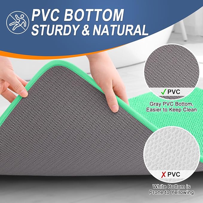 OLANLY Memory Foam Small Bathroom Rug 24x16, Absorbent Bath Mat, Mint Green | Soft Quick Dry Bath Rugs, Non-Slip Carpet, Machine Washable Mat for Bathroom Floor, Tub and Shower, Home Decor Accessories