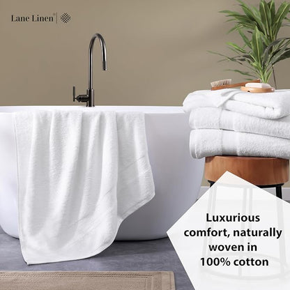 Lane Linen 100% Cotton 4 Pack Bath Sheets (35"x66") - Ring Spun, Extra Large Towel Sets - Quick Drying, Soft, Low lint & Highly Absorbent - Premium Quality Oversized Daily Use Bathroom Towels - White | Cotton Bath Sheets - Oversized & Roomy, Lightweigh...