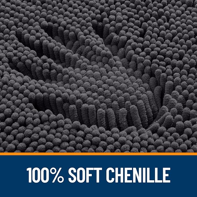OLANLY Large Bathroom Rugs 44x32, Extra Soft Absorbent Chenille Bath Rugs | Dark Grey, Quick-Drying Rubber Backing, Machine Washable Bath Mat for Bathroom Floor, Tub and Shower, Home Decor Accessories
