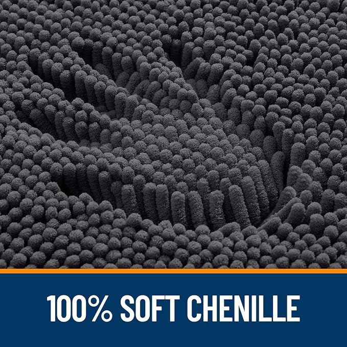 OLANLY Toilet Rugs U-Shaped 24x20, Soft Absorbent Chenille Contour Rugs | Dark Grey, Quick-Drying Rubber Backing, Machine Washable Non-Slip Shaggy Bathroom Mat for Toilet, Home Decor Accessories