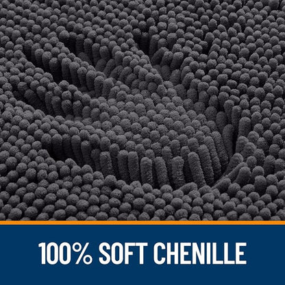OLANLY Bathroom Runner Rugs 40x24, Extra Soft Absorbent Chenille Bath Rugs | Dark Grey, Quick-Drying Rubber Backing, Washable Long Bath Mat for Bathroom Floor, Tub and Shower, Home Decor Accessories