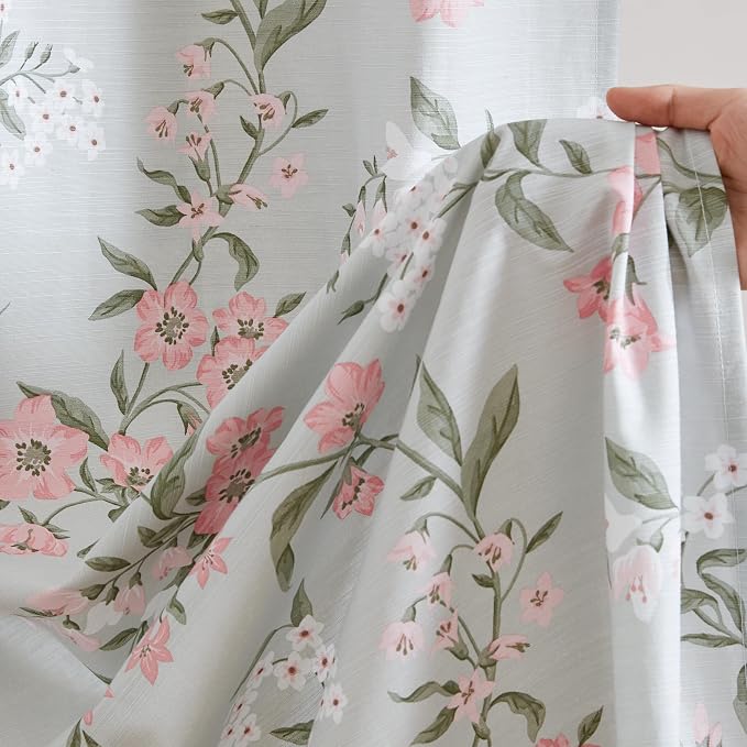 Martha Stewart Meadow Floral Shower Curtain for Bathroom, 72 x 72, Green | Adds Privacy, Machine Washable, Farmhouse, OEKO-TEX Certified, Cotton-Rich Slub Texture