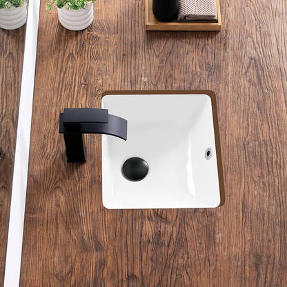 14 Inch Small Undermount Bathroom Sink White Ceramic Rectangular Under Counter Bathroom Sink for Cabinet Porcelain Vanity Sinks,Overflow Type (14.4"x12.7")