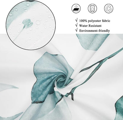 Teal Shower Curtain, Watercolor Eucalyptus Leaves Botanical Plants with Floral Bathroom Curtain Home Bathtub Decor Waterproof Fabric Machine Washable with 12 PCS Hooks,72" Wx78 L