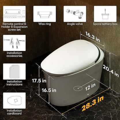 CANEST Smart Toilet with Bidet Built in, Elongated Bidet Toilet with Tank, 1000g MaP Flushing, ADA Comfort Height, Auto Open Close, Auto Temperature Control Heated Seat, Blackout Flush(TC-500PRO)