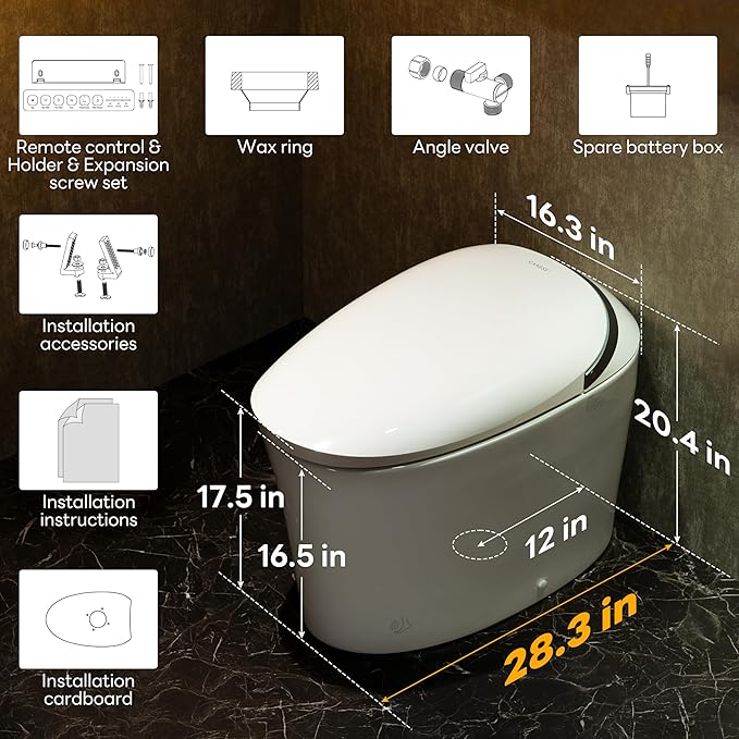 CANEST Smart Toilet with Bidet Built in, Elongated Bidet Toilet with Tank, 1000g MaP Flushing, ADA Comfort Height, Auto Temperature Control Heated Seat, Water, Blackout Flush, Soft Close(TC-500SE)