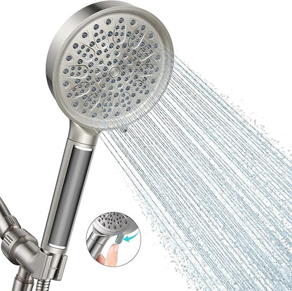 Cobbe Filtered Shower Head with Handheld - Filters Over 99% Of Chlorine | 2.0 Carbon Shower Head Filter System - Water Softener Filters Beads for Hard Water - Reduces Dry Itchy Skin, Brushed Nickel