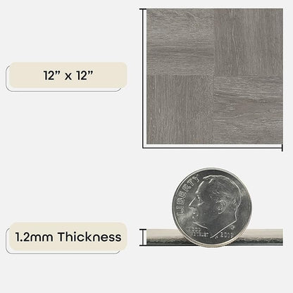 Nexus Self Adhesive 12-Inch Vinyl Floor Tiles, 20 Tiles - 12" x 12", Charcoal Grey Wood Pattern - Peel & Stick, DIY Flooring for Kitchen, Dining Room, Bedrooms & Bathrooms by Achim Home Decor