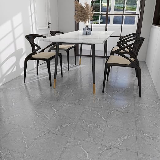 30-Pack 12"x12" Marble Peel and Stick Floor Tiles Waterproof Self Adhesive Vinyl DIY Flooring for Bedroom, Bathroom, Kitchen, RV, Cover 30 Sq. Ft, Grey Marble