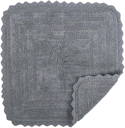 DII Crochet Collection Reversible Bath Mat, Square, 24x24, Gray