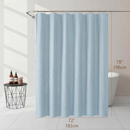 Fabric Shower Curtain 78 Inch Length 1 Piece, Embossed Textured Waffle Cloth Shower Curtains for Bathroom Modern Hotel Spa, Water Resistant Machine Washable, Glacier Blue, 72Wx78L Inches