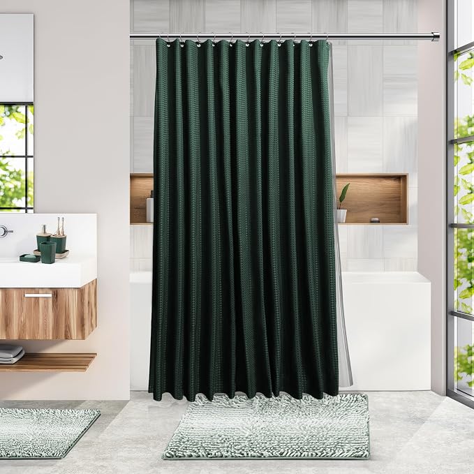 Clara Clark Bathroom Accessories Set - Bathroom Set, Bathroom Sets with Shower Curtain and Rugs, Shower Curtain Set with Bathroom Trash Can - Ombre Green - 22PC | 22 Piece Ombre Green Bathroom Accessories Set with Toothbrush Holder, Soap Dispenser, Soa...