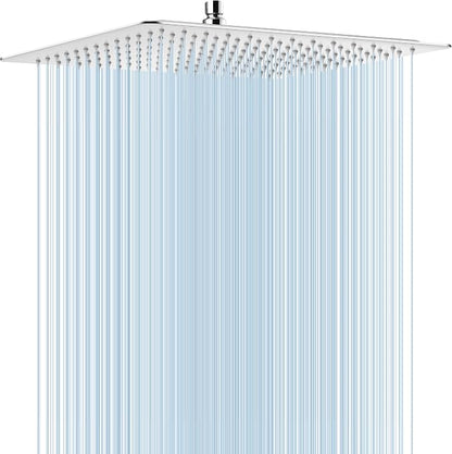 Midanya Square Rain Shower Head,High Pressure,Polish Chrome 16 Inch | 360°Swivel,Ceiling or Wall Mount,Waterfall Full Body Coverage,Bathroom Remodel,Stainless Steel Large Rainfall Shower Head