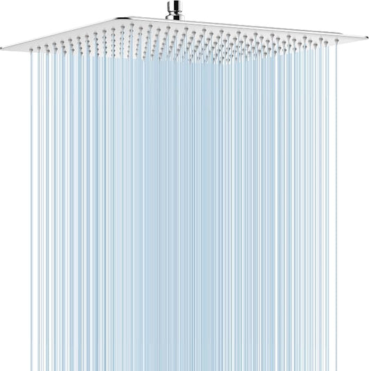 Midanya Square Rain Shower Head,High Pressure,Polish Chrome 16 Inch | 360°Swivel,Ceiling or Wall Mount,Waterfall Full Body Coverage,Bathroom Remodel,Stainless Steel Large Rainfall Shower Head